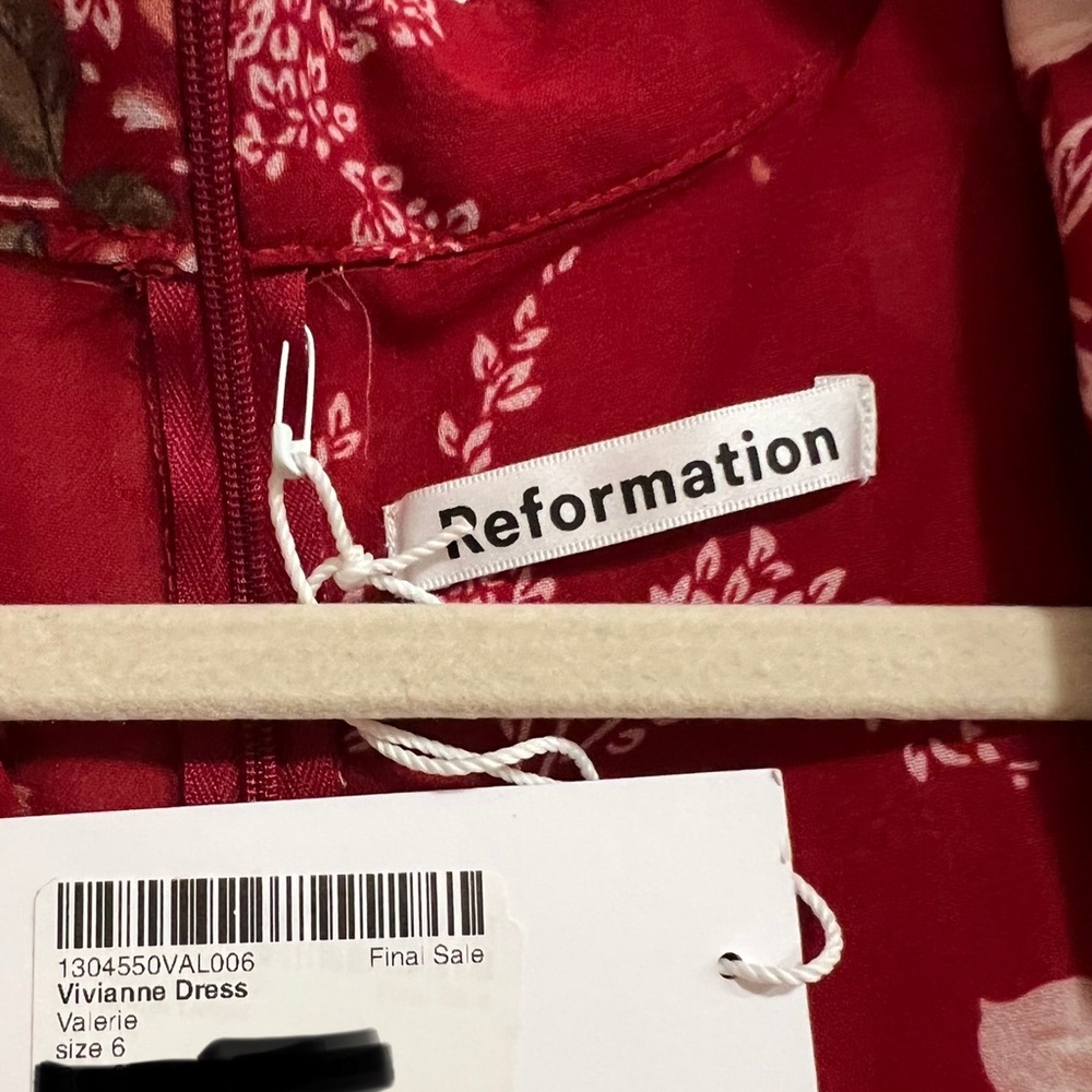 reformation vivianne dress valerie red floral mini dress nwt  us6